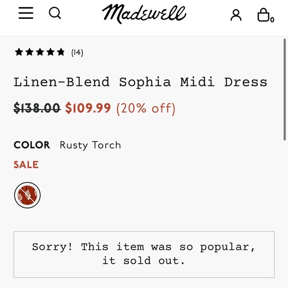 ✨Madewell Linen-Blend Sophia Midi Dress Medium - Picture 6 of 15